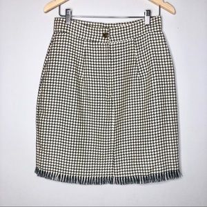 Vintage Houndstooth Tulip Style Fringe Skirt